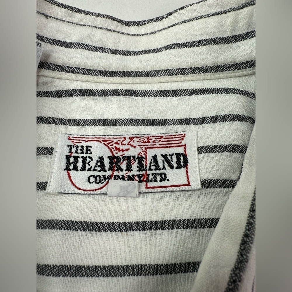 The Heartland Company White Striped Oversized Button Down Size Large - Picture 4 of 10